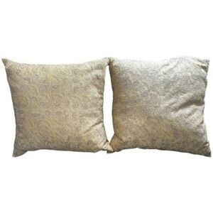 Anke Drechel TWO 100% Silk YellowTan Embroidered 26 x 26 Pillows Covers